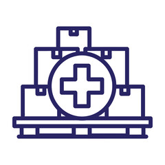 Obraz premium Medical cross symbol on boxes healthcare concept
