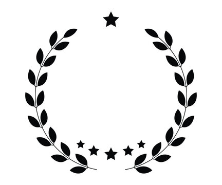 Set of green silhouette laurel foliate wreaths. Vector illustration for your frame, border, ornament design, wreaths depicting an award, achievement, heraldry, emblem, logo