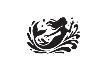Elegant Mermaid Silhouette Vector © somaiya