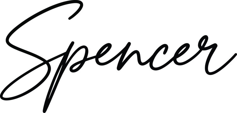 A stylish black signature of the name Spencer on a white background