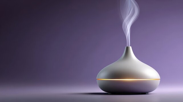 White diffuser smoke close up view of white diffuser releasing wisps of smoke creating a soft atmospheric effect