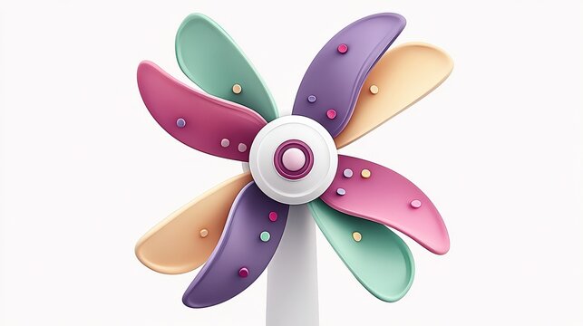 Colorful toy windmill with vibrant petals in playful arrangement