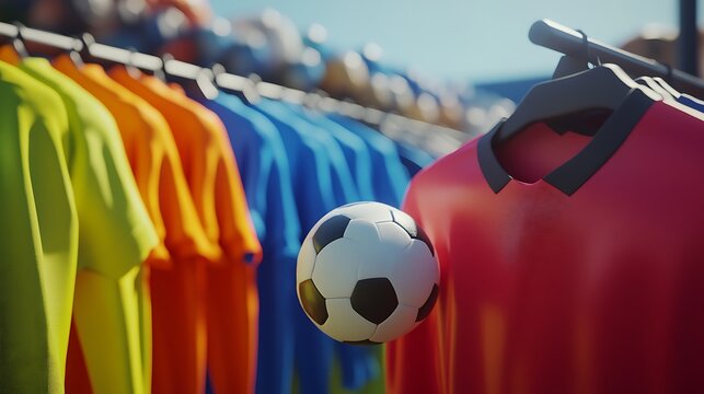 Football fashion and equipment display with ball high resolution picture