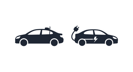 Fototapeta premium Electric and Gasoline Powered Cars Compared.