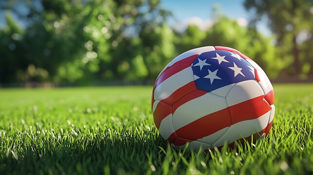 Football match ball resting near sideline on sunny day high resolution picture