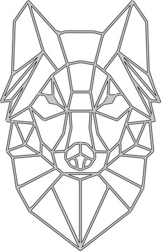 Vector sketch illustration of a modern minimalist wolf head polyline decorative ornament silhouette design