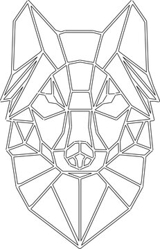 Vector sketch illustration of a modern minimalist wolf head polyline decorative ornament silhouette design