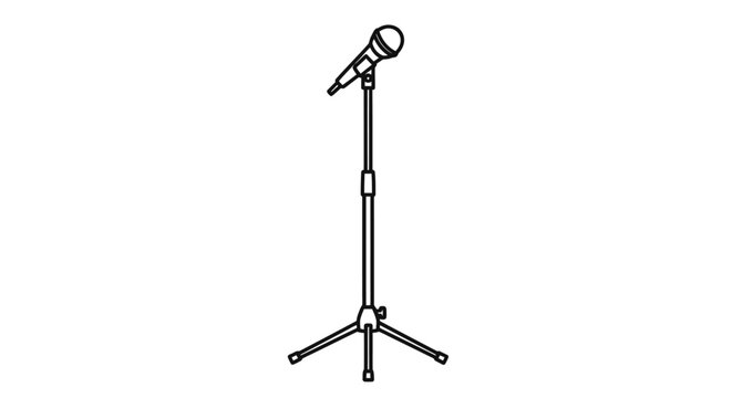Microphone stand with condenser mic on a white background