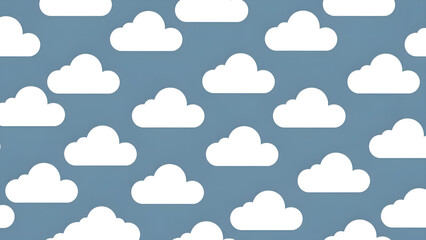 Fototapeta premium White clouds on blue background seamless pattern design