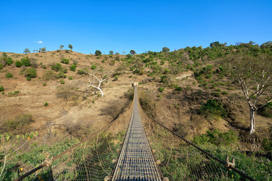 Suspension bridge near Blue Nile Falls in Amhara Region of Ethiopia