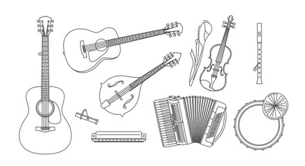 Fototapeta premium Music instruments icons set