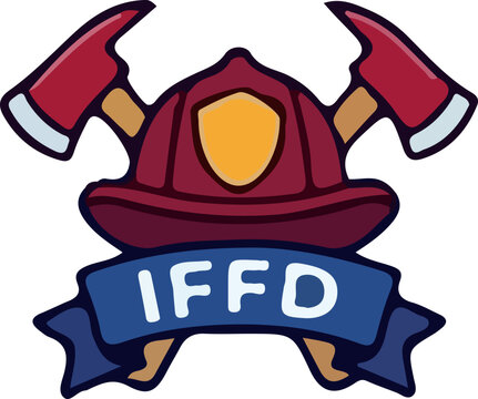 firefighter badge with helmet and axes 