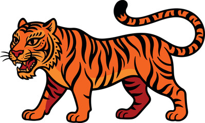 Obraz premium Fierce Tiger Walking With Open Mouth