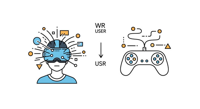 Man wearing virtual reality headset.