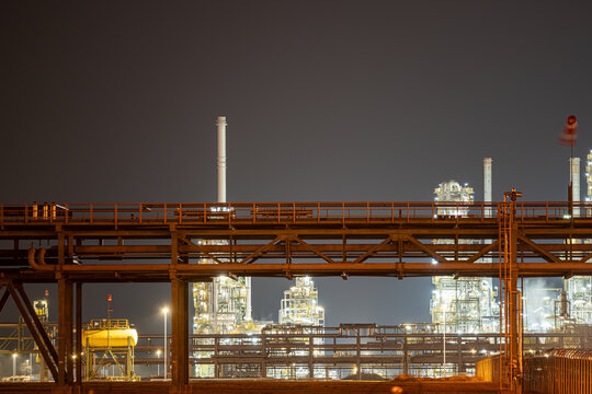 The chemical park in Leuna, Saxony-Anhalt, is one of the largest chemical production sites in Europe and represents modern industry, energy production, and economic development. The image showcases th