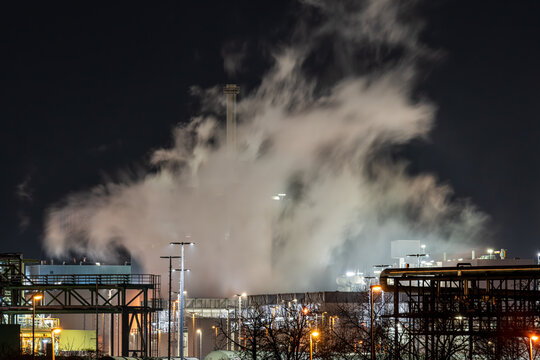 The chemical park in Leuna, Saxony-Anhalt, is one of the largest chemical production sites in Europe and represents modern industry, energy production, and economic development. The image showcases th