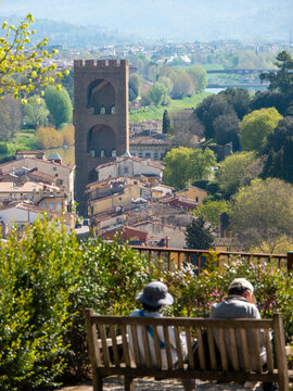 italia, toscana, firenze, veduta della citt&agrave; e torre San Niccol&ograve;.