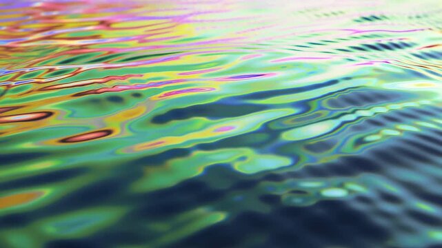 Vivid Iridescent Water Surface Showcasing Shimmering Colors And Calming Organic Rippling Patterns