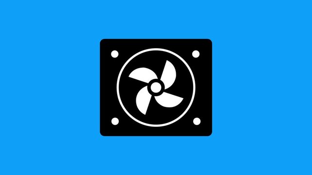 Computer cooling fan icon animation showing rotation speed for hardware performance theme.