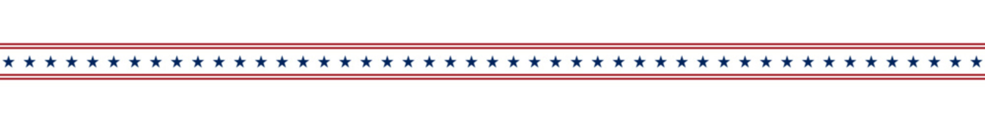 Horizontal american patriotic star border with blue stars and red stripes. © BEN HDA