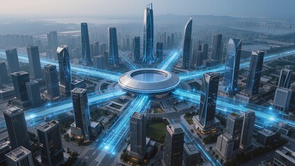 Naklejka premium Smart city network infrastructure concept