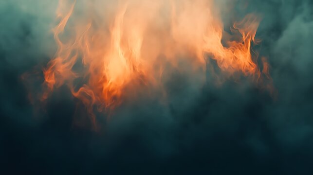 Glowing orange flames dancing within smooth swirling smoke high resolution picture