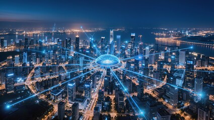 Fototapeta premium Smart city network infrastructure concept