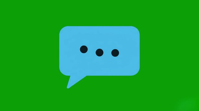 A stylized flat vector icon of a blue speech bubble with dots, representing communication or dialogue. This icon is ideal for modern mobile app interfaces, chat software, or professional messaging bra