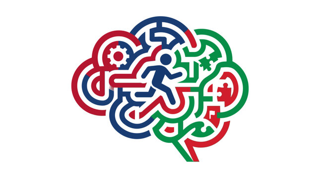 Brain and Runner Concept Symbolizing Cognitive Process