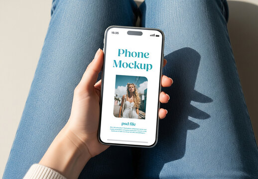 A young person showing a smartphone - mockup