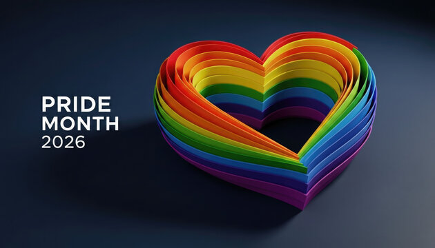 Celebrating pride month 2026 a vibrant rainbow heart symbolizing love acceptance and lgbtq equality
