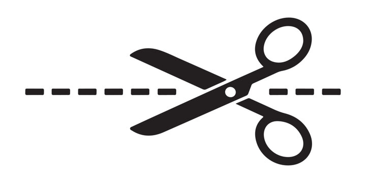 Scissors cutting dashed line indicating a cut or separation for design purposes.