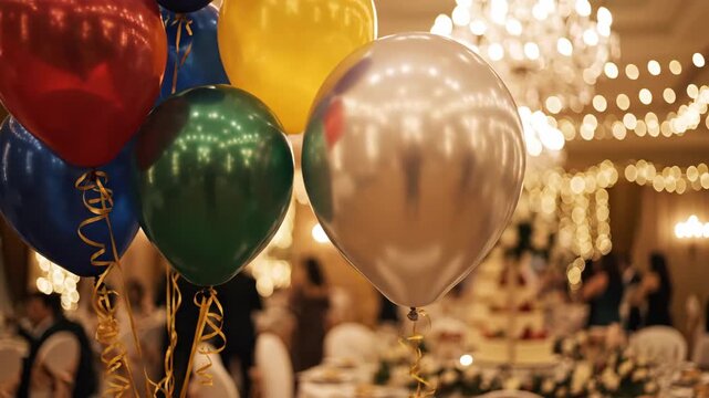Colorful Balloons Decorate a Festive Celebration Event.