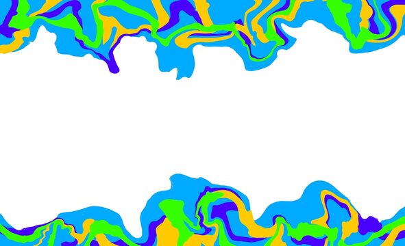 Colorful Abstract Liquid Border Background with Copy Space on White