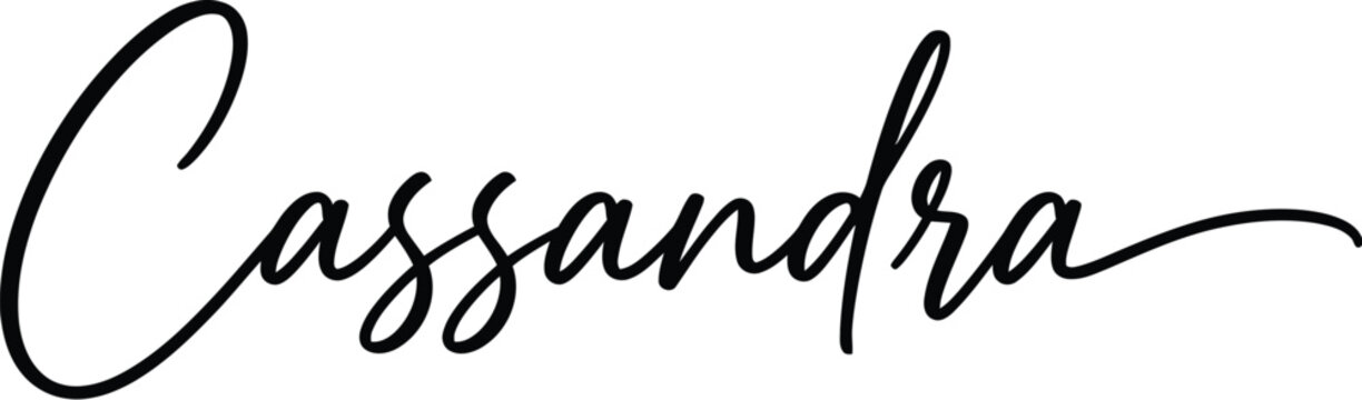 The elegant signature of Cassandra written in black cursive script on a white background