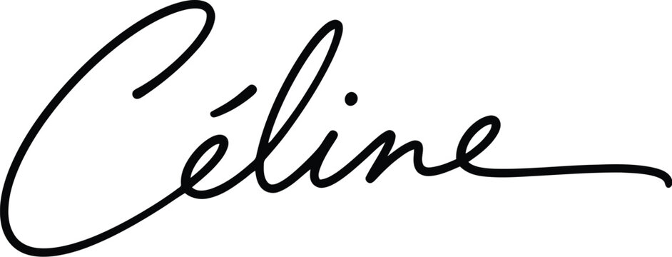 The elegant signature of the luxury fashion brand Celine is written in black ink on a white background.
