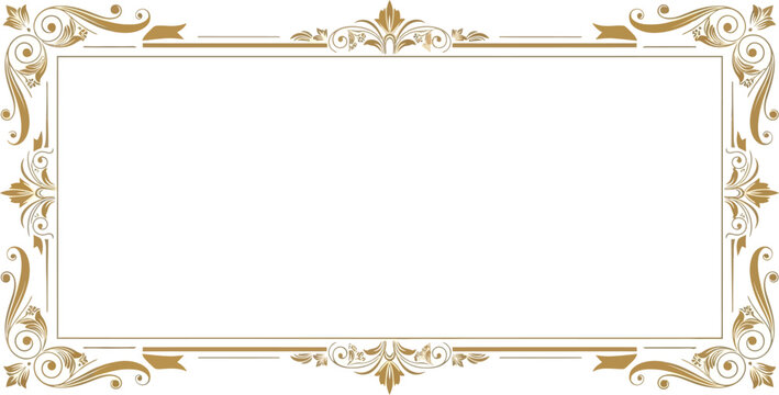 A luxurious gold frame with intricate designs on a white background for elegant presentations and certificates