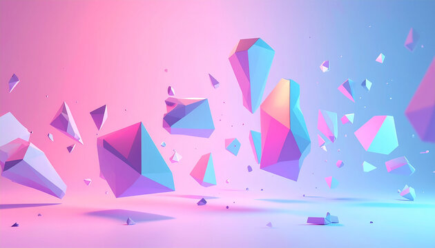 Abstract geometric shapes floating design