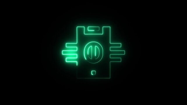 Neon glowing circuit board design futuristic technology and electronic components visual representation