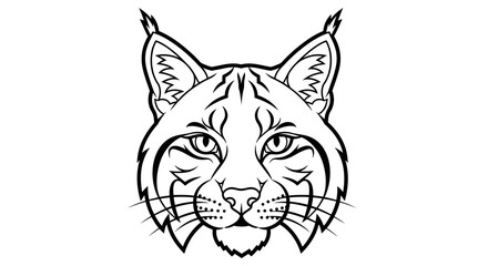 Obraz premium Lynx Head Vector Illustration, Stylized Wild Cat Portrait for Sports Mascot Logo Design, Minimalist Black and White Graphic Art for Apparel and Branding
