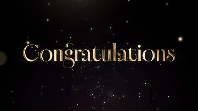 Congratulations Gold Luxury Typography Animation with Sparkle Particles Elegant Celebration Background