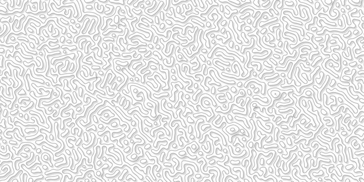 Abstract truing organic wallpaper Turing reaction diffusion monochrome seamless pattern with chaotic motion. Generative algorithm psychedelic background. Reaction-diffusion or truing pattern formation