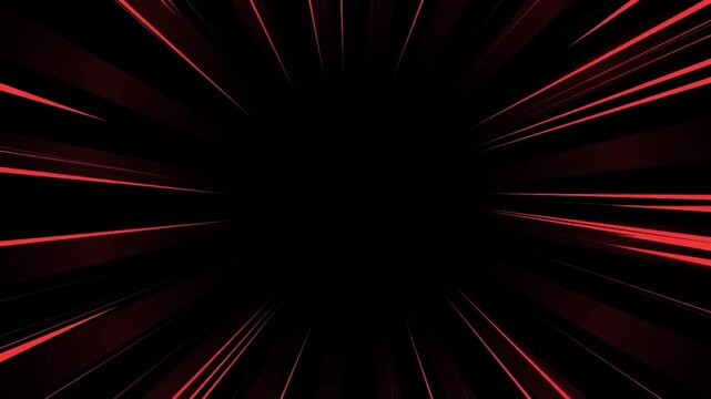 Comic rays red on black background. Anime manga style action effect Chroma key