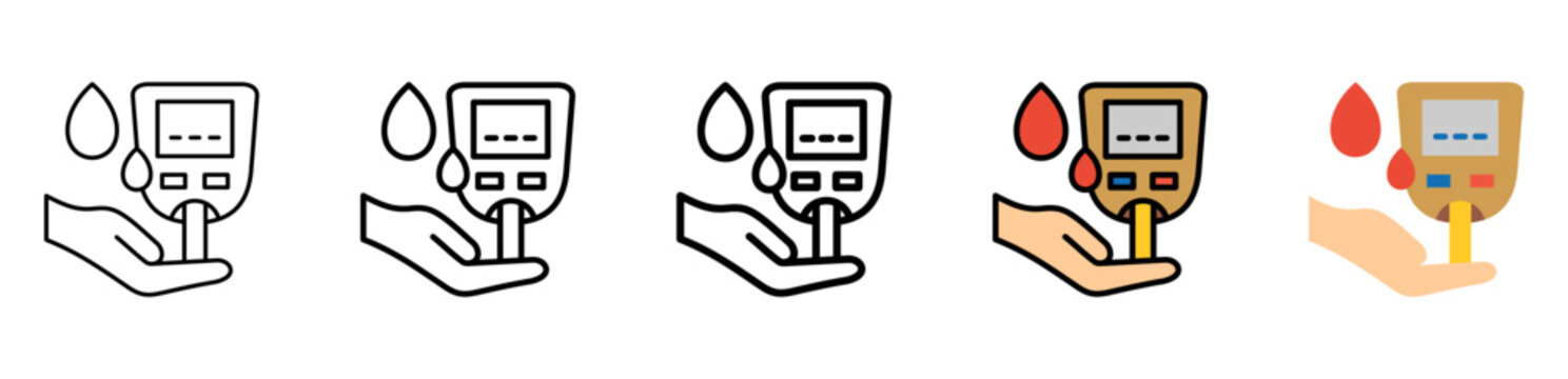 Glucose Meter Icon With Differences and Colors