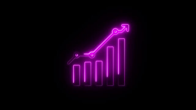 Neon graph illustration visualizing growth success and financial performance in a modern style