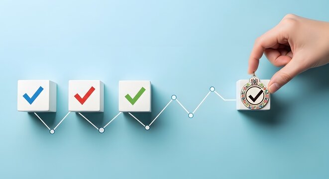 Decision making process hand choosing correct option among multiple choices