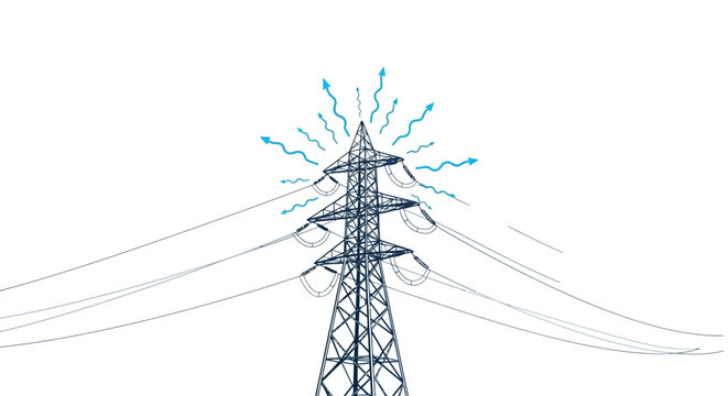 Electricity transmission tower with wires.