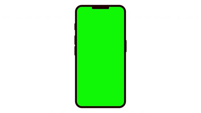 Mobile phone with blank green screen, Mock up chromakey for mobile phone app. 4K video.