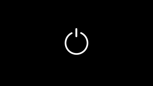 Power batton icon animation on black background. Animated of power baton on off concept. Rechargeable power icon.