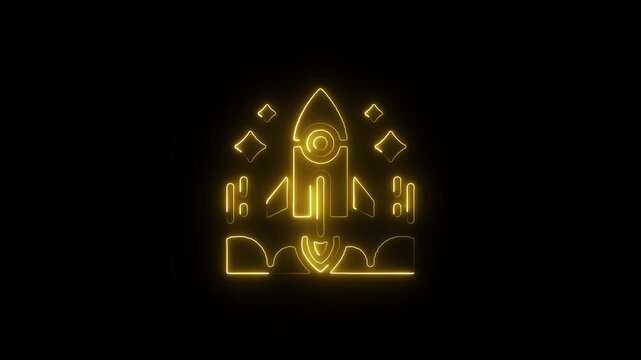Neon rocket launch a glowing illustration of space exploration and futuristic technology in a dark setting